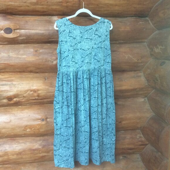 Nomadic Traders Fish Print Beachy Pullover Midi Dress with Pockets Size Large - Picture 2 of 3